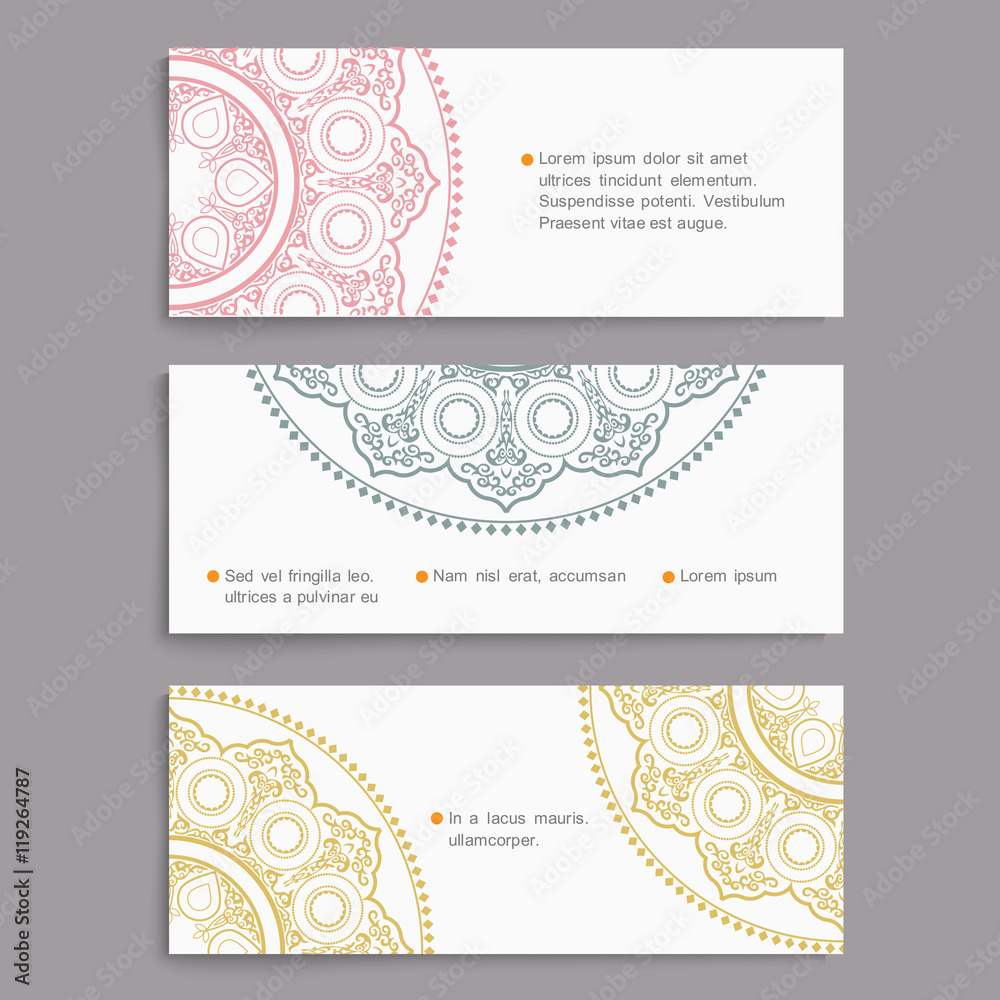 Vector set of stylish cards in Oriental style