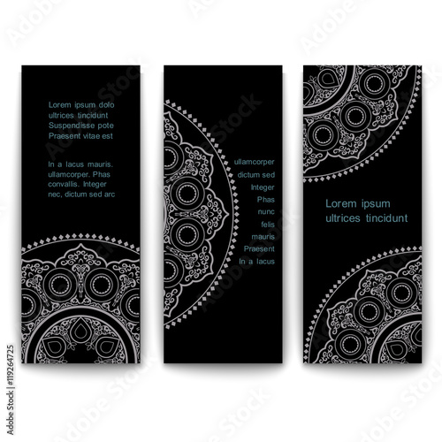 Vector set of ornate vertical template cards-banners in Eastern