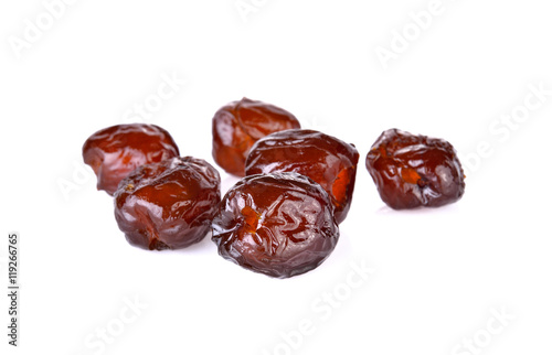 Sweet dried jujube or red date, asian fruit  on white