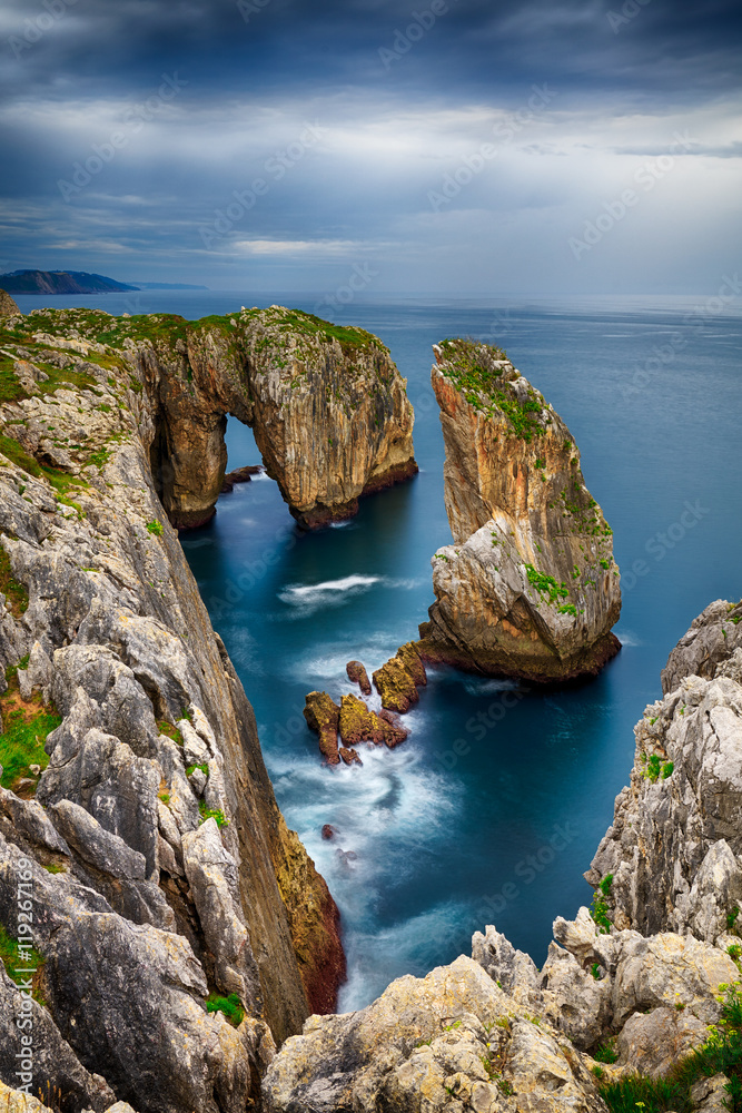 Cliffs and islets in the Cantabrian coast