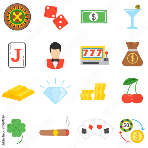 casino icons set. slot machine collection. flat design