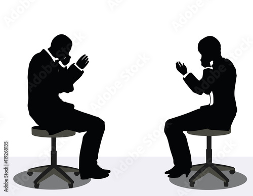 business man and woman silhouette on phone