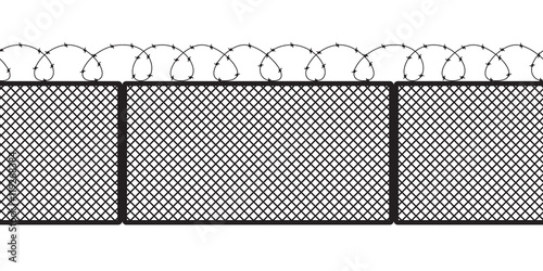 Metallic fence isolated on white background.