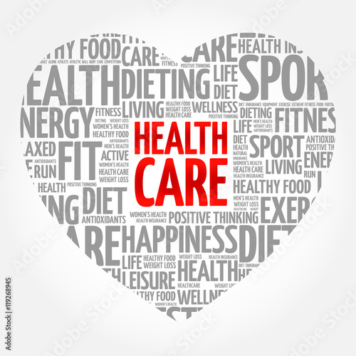 HEALTH CARE heart word cloud, fitness, sport, health concept