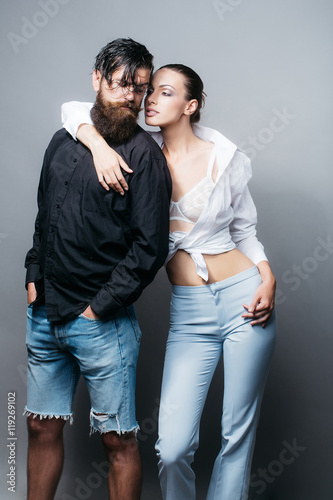 young stylish couple in studio