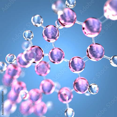 Testosterone molecule. Transparent on a blue background. 3d model