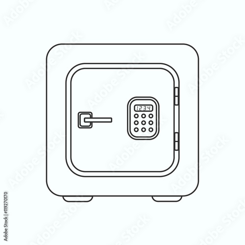 Metal bank safe vector icon in a flat style.