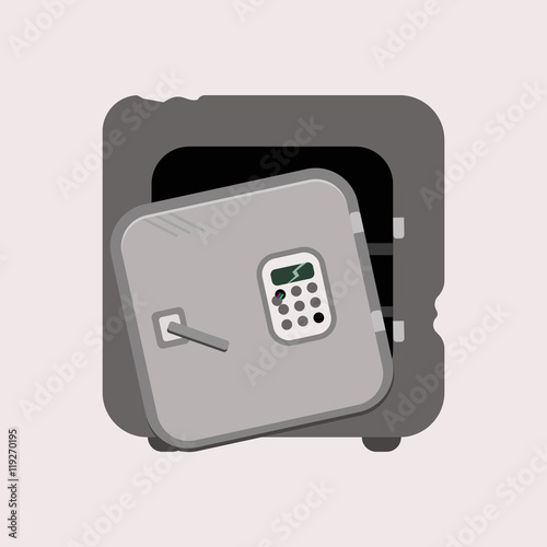 Metal bank safe vector icon in a flat style.