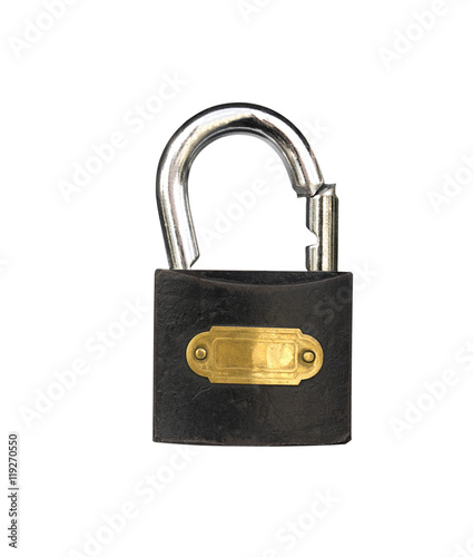 Padlock which is broken isolated on a white background