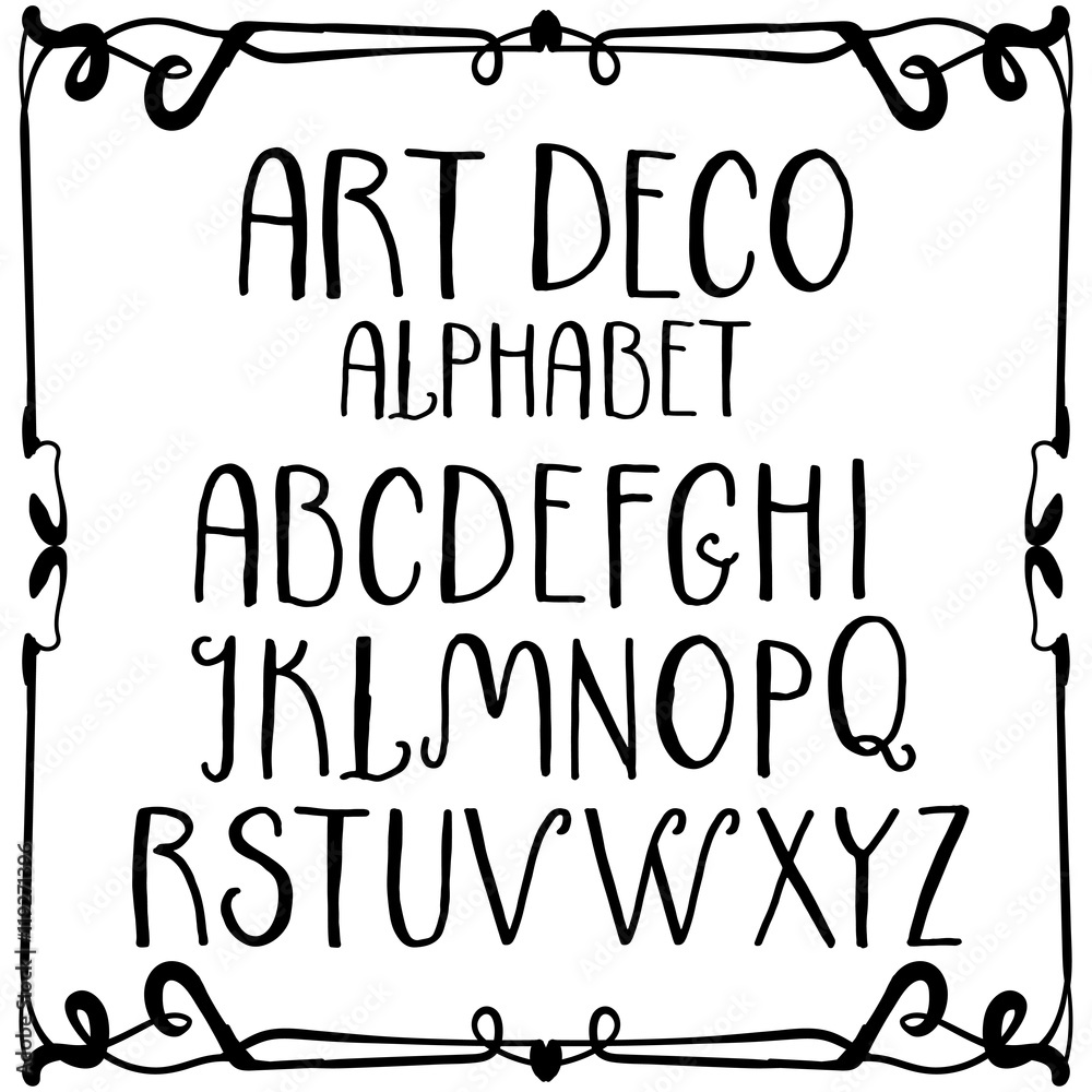 Art deco hand-written roman alphabet