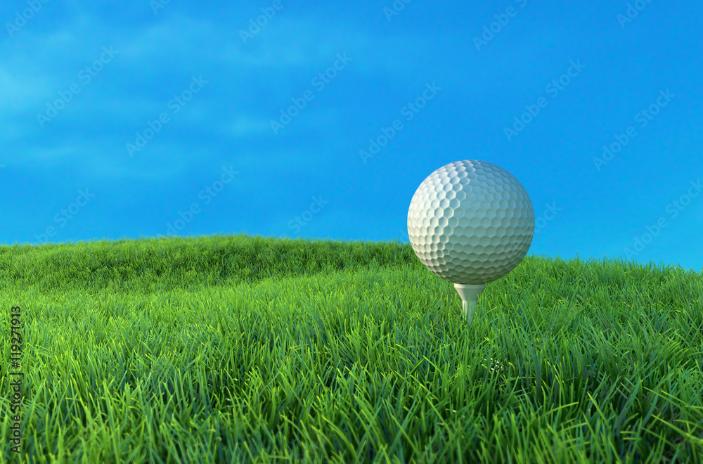Golf ball on the green. 3D Illustration Golf ball on the green. 3D Illustration