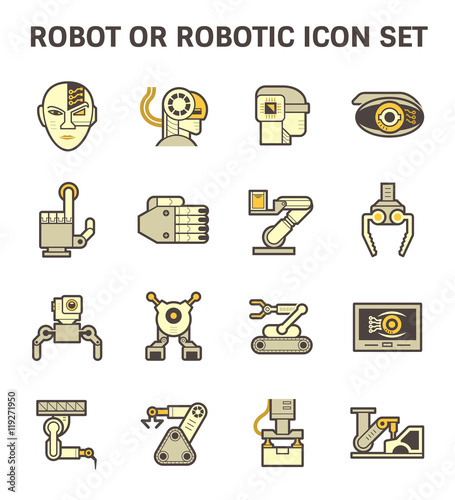 Robot or robotic vector icon set design.