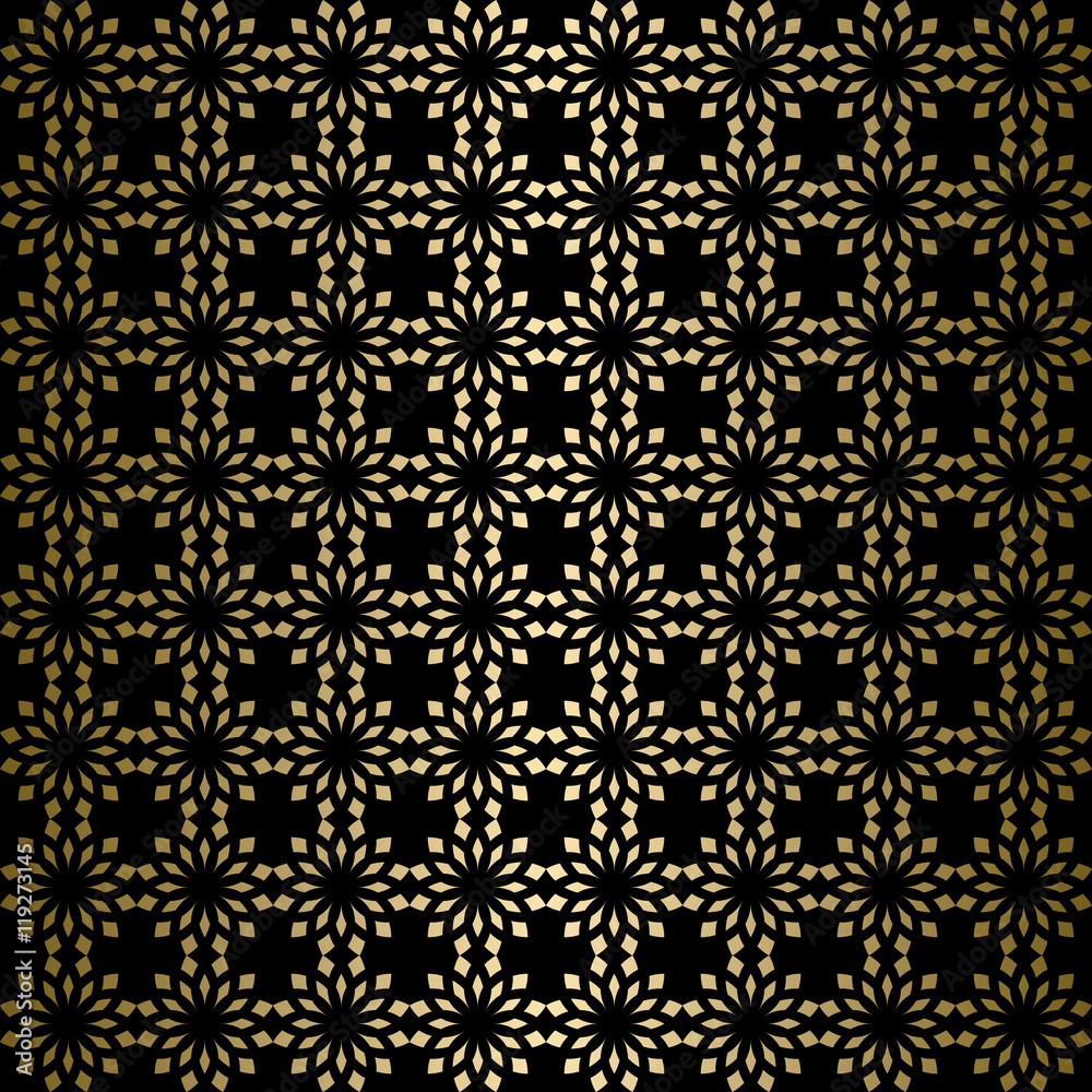 gold ornament on black background - vector with gradient