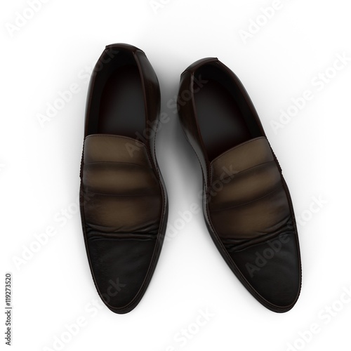 Old man's shoes isolated on white 3D Illustration
