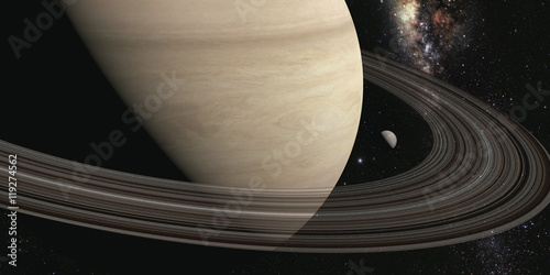 Fototapeta Naklejka Na Ścianę i Meble -  planet saturn with rings on the space background. 3d render Elements of this image furnished by NASA