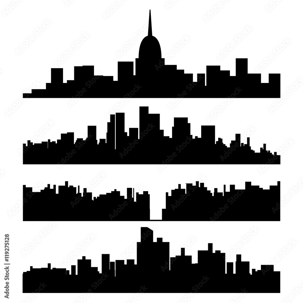 black city silhouette set