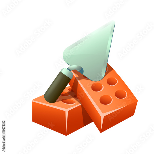 trowel and bricks
