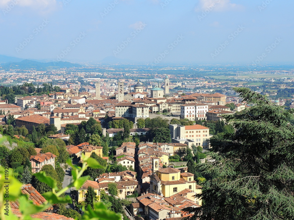 Bergamo - Old city (Città Alta). One of the beautiful city in Italy. Lombardia. Landscape from San Vigilio