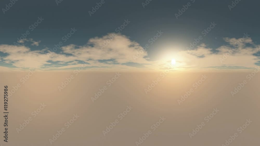 360 degree Panoramic Sky and Clouds at sunset. ready for use in 3D environment mapping