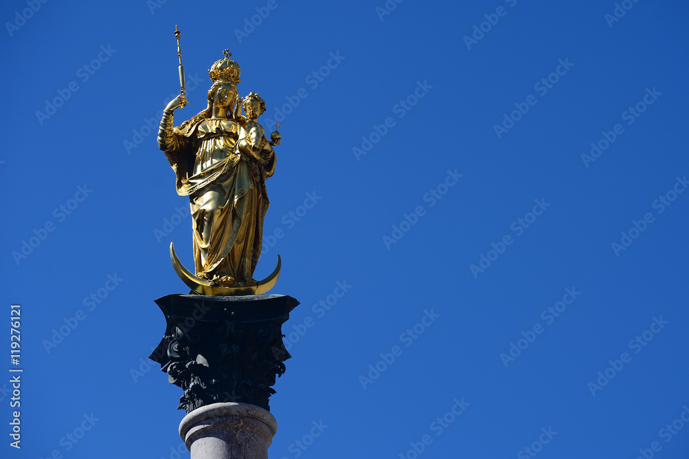 The Golden statue of Mary (Mariensaule), a Marian column on the