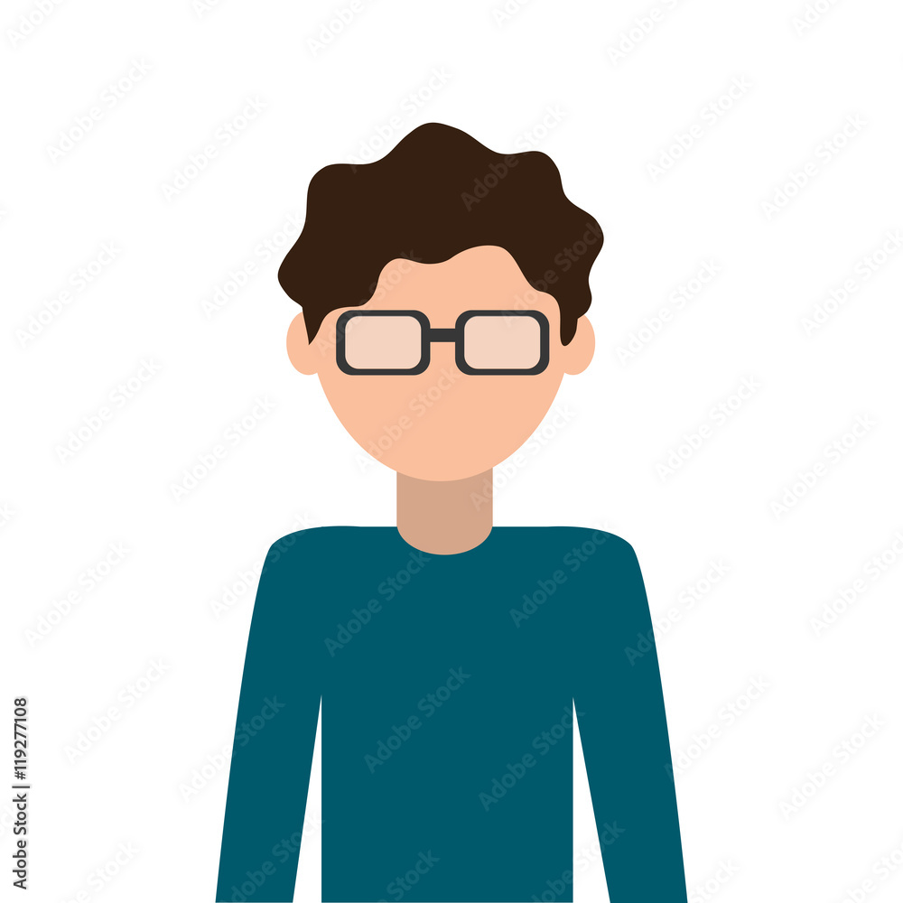 man male avatar glasses hair nerd icon. Flat and isolated design. Vector illustration man male avatar glasses hair nerd icon. Flat and isolated design. Vector illustration
