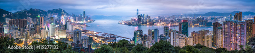 Photo Hong Kong Skyline Panorama bei Nacht