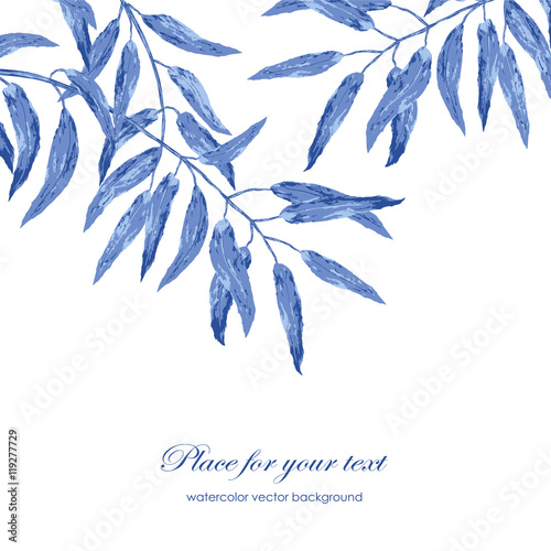loral watercolor texture pattern with blue foliage