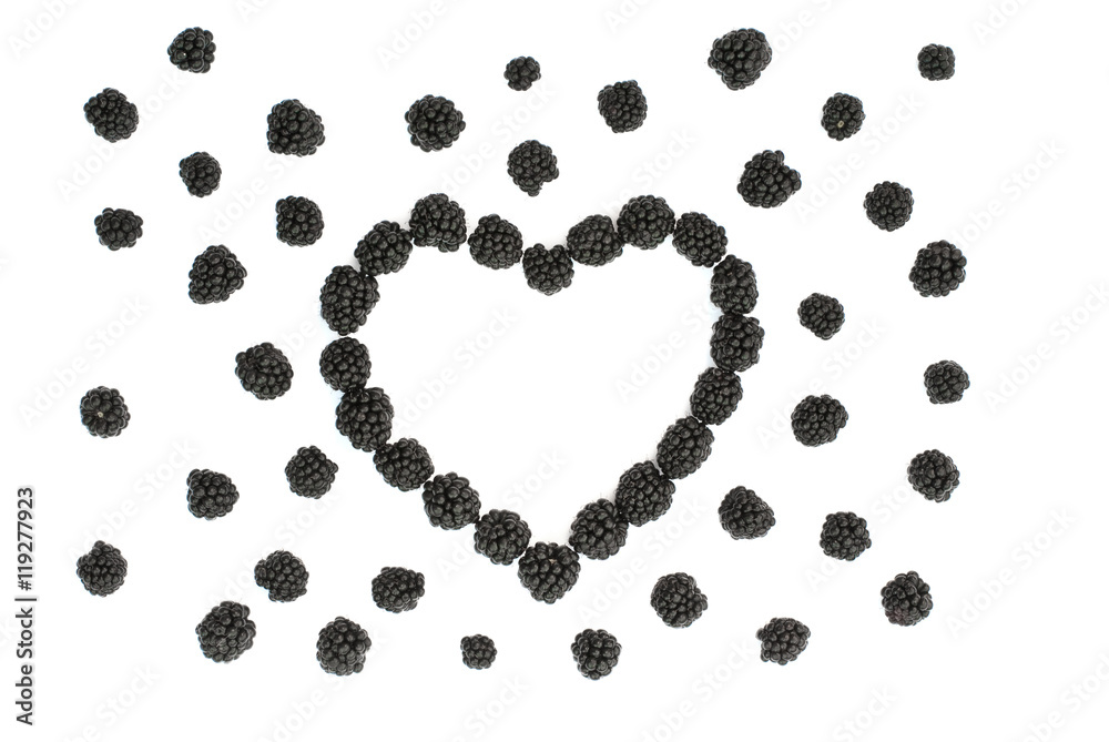 Isolated juicy heart of blackberries on a white background Isolated juicy heart of blackberries on a white background
