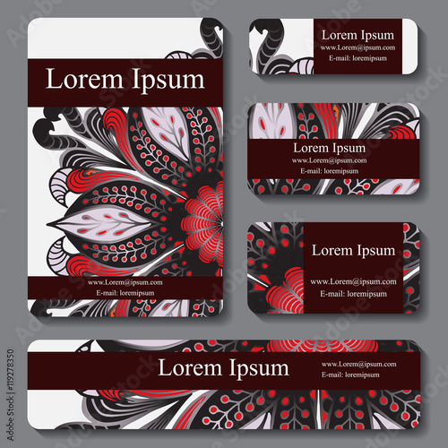 Stock vector set of template with floral ornament,oriental desig