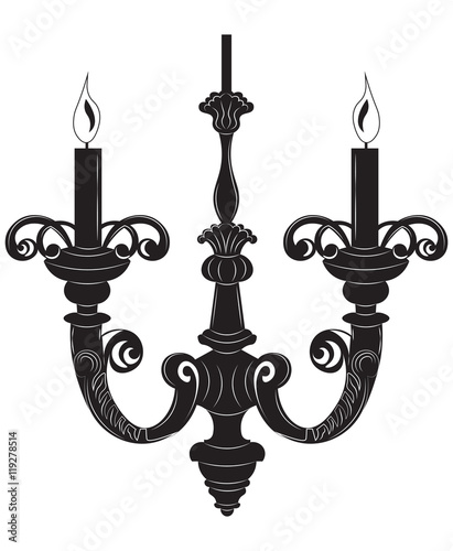 Rich Baroque Classic chandelier. Luxury decor accessory design. Vector illust...