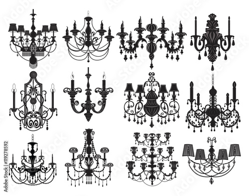 Classic chandelier Set Collection. Luxury decor accessory design