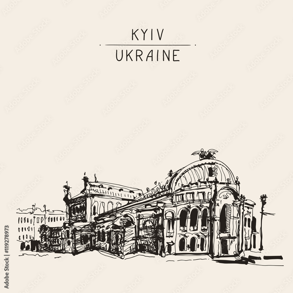 sketch drawing of Ukraine Kyiv national opera and ballet theatre