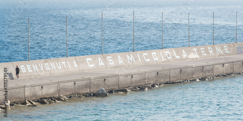 overview of the written on the platform of casamicciola spas photo