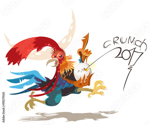 Vector illustration of rooster, symbol 2017 on the Chinese calendar. Silhouette red cock, decorated with floral patterns. element for New Year s design. Image .