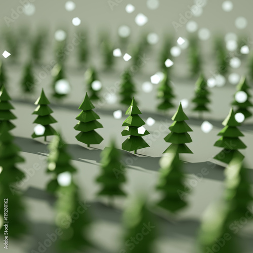 3d illustration of christmas trees  forest 