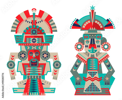 Aztec and Maya Ceremonial Sculptures.