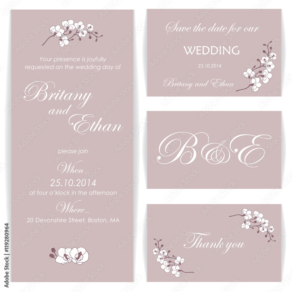 Set of wedding cards or invitations