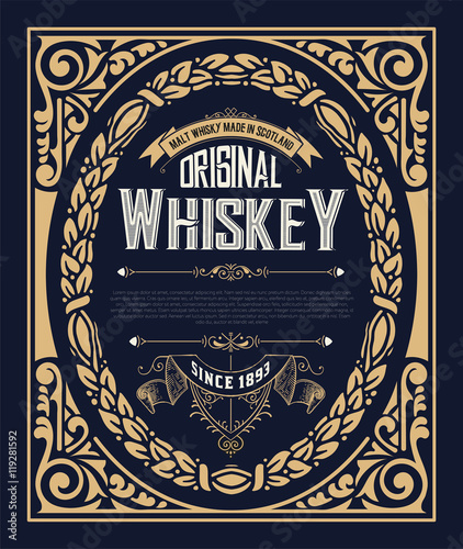 old vintage whiskey label design