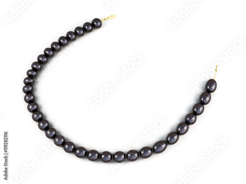Black pearl beads isolated on white background. 3d render image