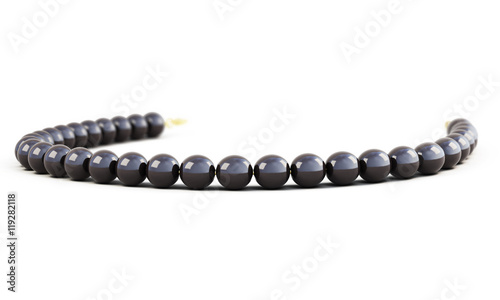 Black necklace isolated on white background. 3d rendering