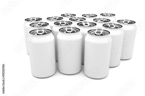 White Aluminum Beverage Cans Isolated On A White Background, 3d illustration