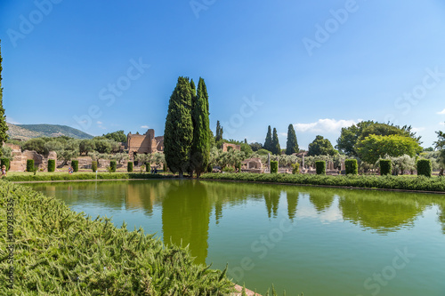 Villa Adriana in Tivoli, Italy. The Pecile Pond. UNESCO list