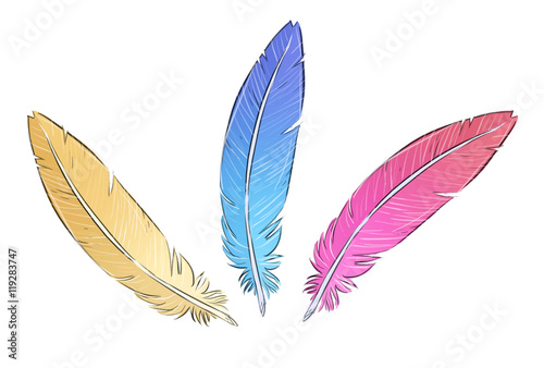  dibujo de plumas de colores Stock Illustration
