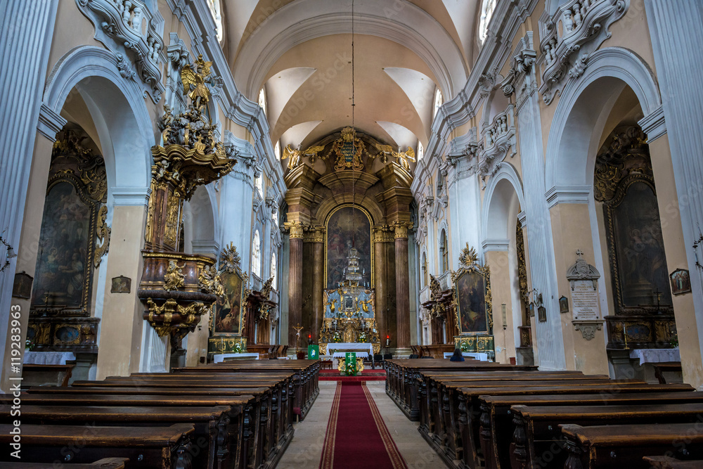 Interior of Church of The Holy Trinity in Cluj-Napoca city in Romania