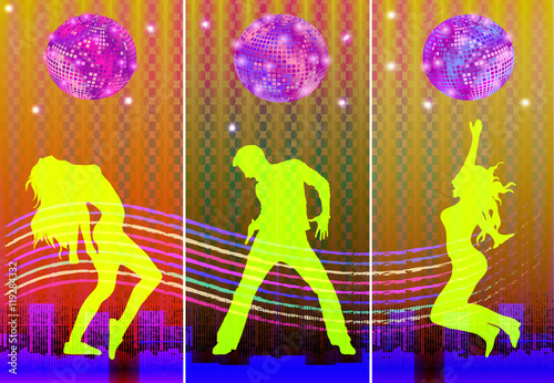 Dance flyer, vector graphics, a ticket to a night club, a disco discount.