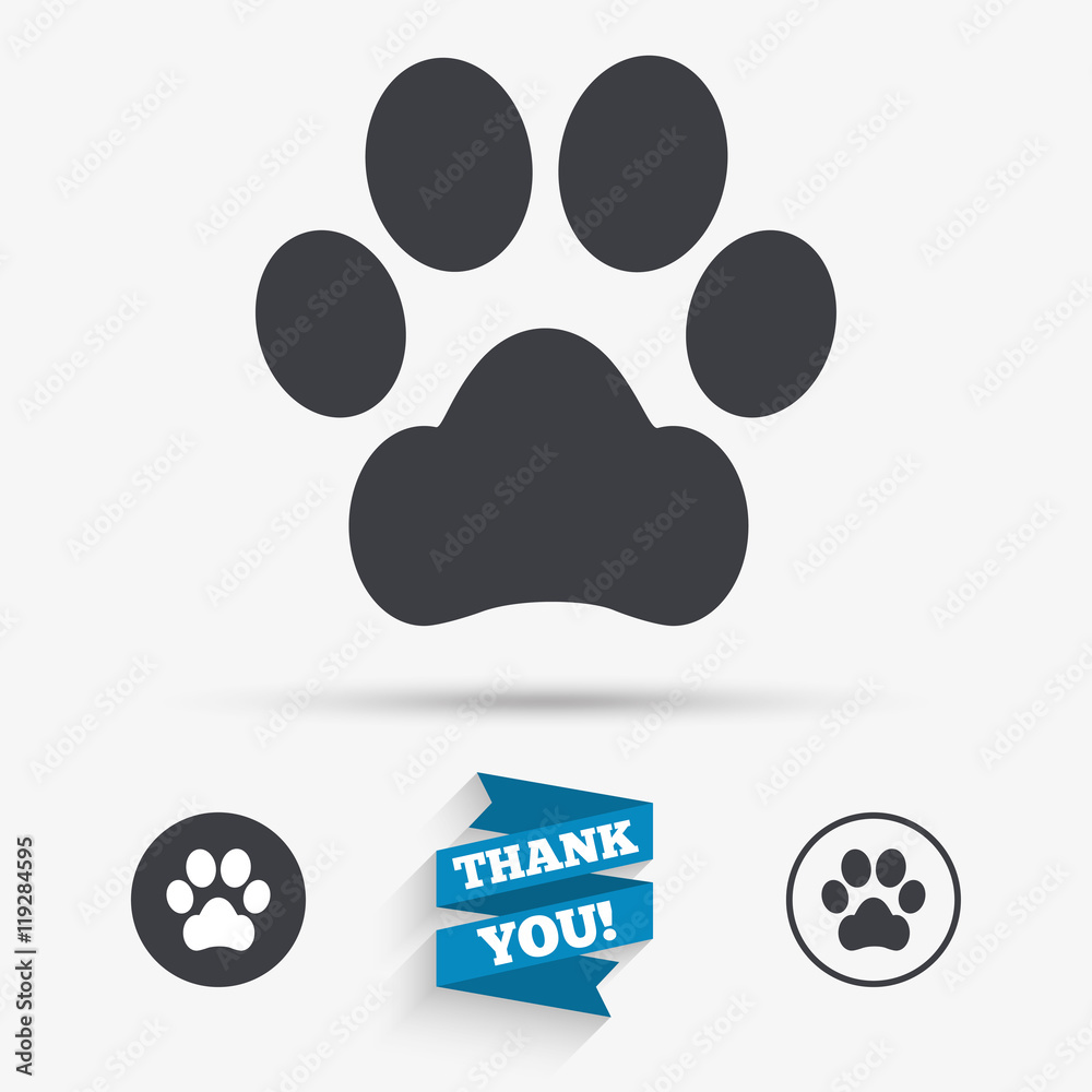 Dog paw sign icon. Pets symbol. Dog paw sign icon. Pets symbol.