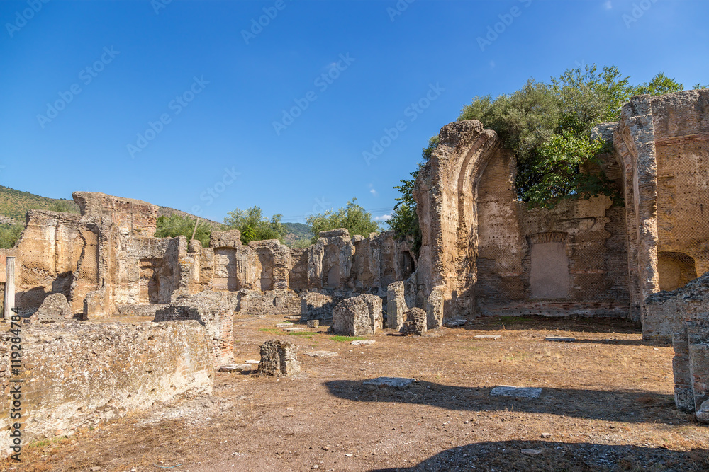 Villa Adriana, Italy. View of the ruins of the Golden Square. UNESCO list