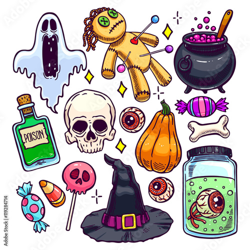 Set of Halloween attributes