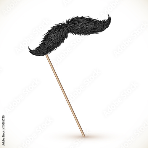 Black realistic vector mustaches on stick