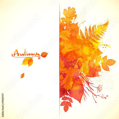 Watercolor painted red autumn foliage banner design